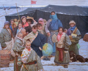 un mercado En tibetano gahai Pinturas al óleo